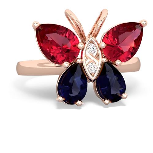 lab ruby-sapphire butterfly ring