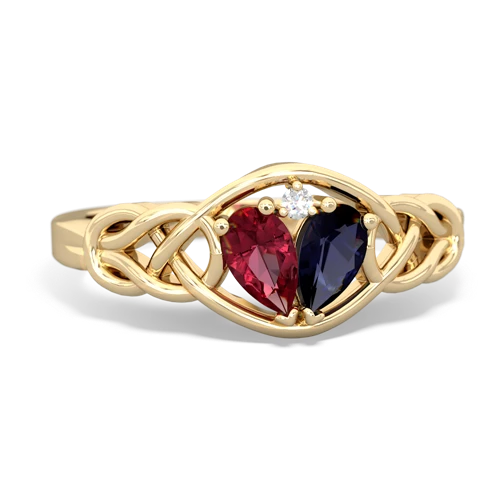 Lab Ruby Lab Created Ruby with Genuine Sapphire Celtic Love Knot ring Ring