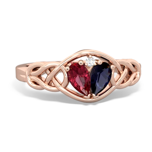 lab ruby-sapphire celtic knot ring