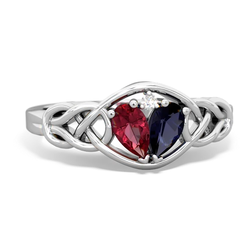 lab ruby-sapphire celtic knot ring