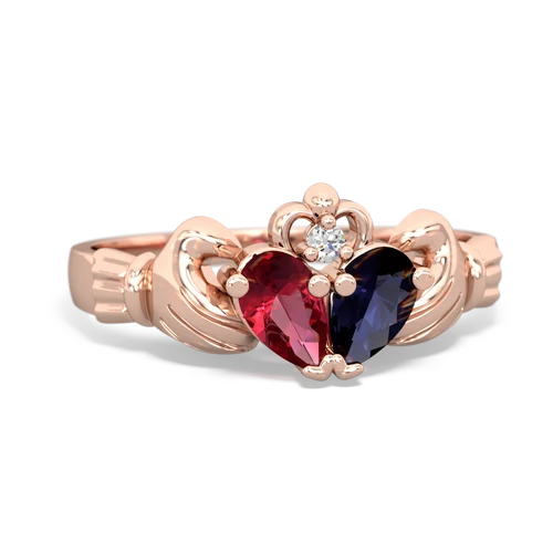 lab ruby-sapphire claddagh ring