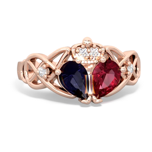 lab ruby-sapphire claddagh ring