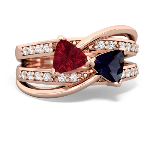 Lab Ruby Lab Created Ruby with Genuine Sapphire Bowtie ring Ring