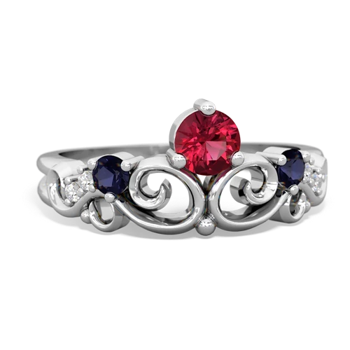 Lab Ruby Lab Created Ruby with Genuine Sapphire and  Crown Keepsake ring Ring