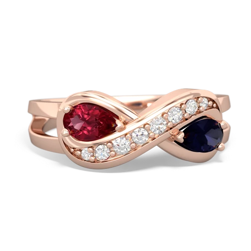 lab ruby-sapphire diamond infinity ring