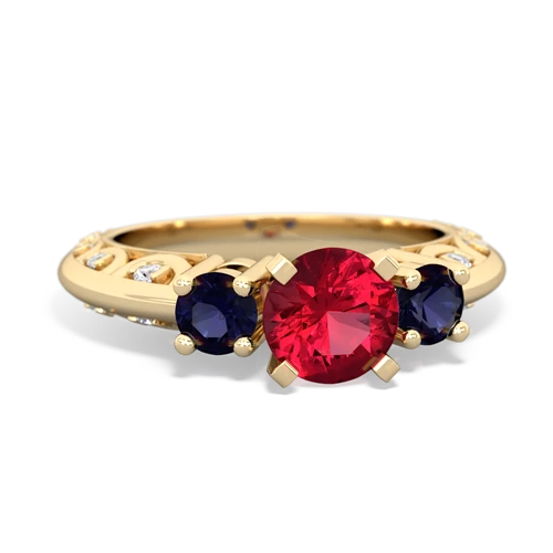 Lab Ruby Lab Created Ruby with Genuine Sapphire Art Deco ring Ring