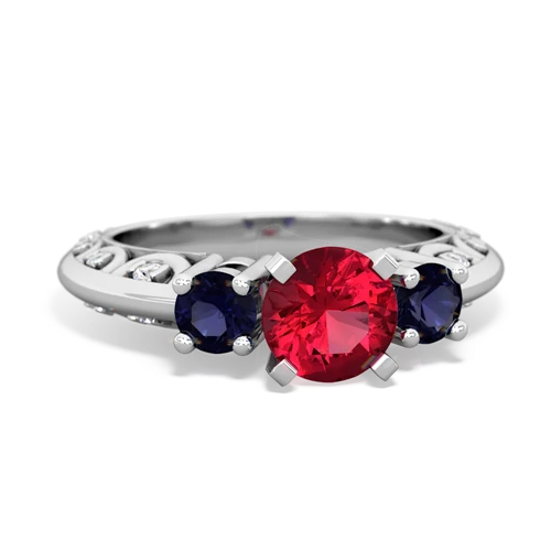 lab ruby-sapphire engagement ring