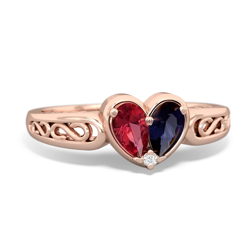 lab ruby-sapphire filligree ring