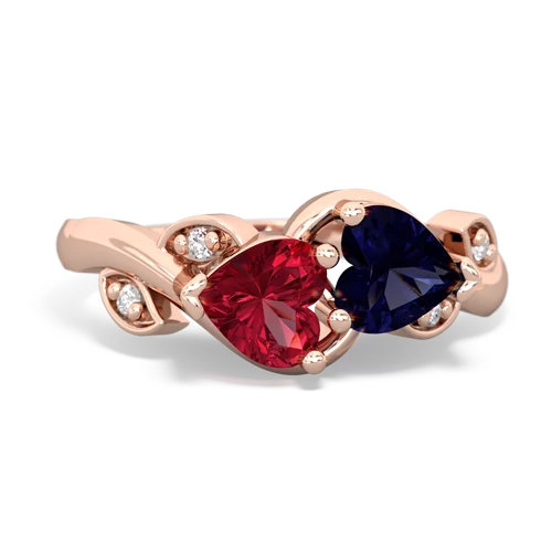 lab ruby-sapphire floral keepsake ring
