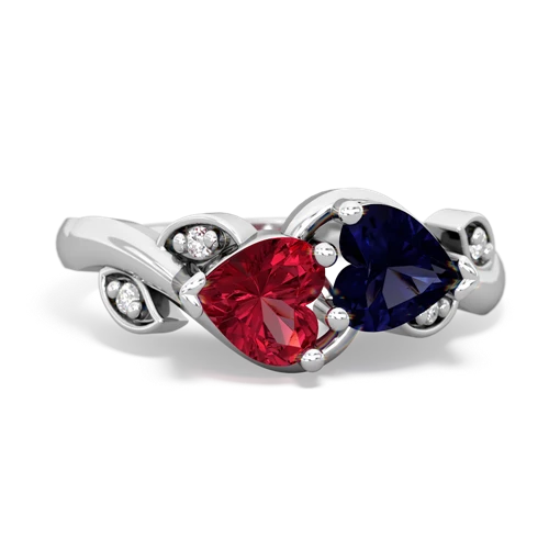 Lab Ruby Lab Created Ruby with Genuine Sapphire Floral Elegance ring Ring