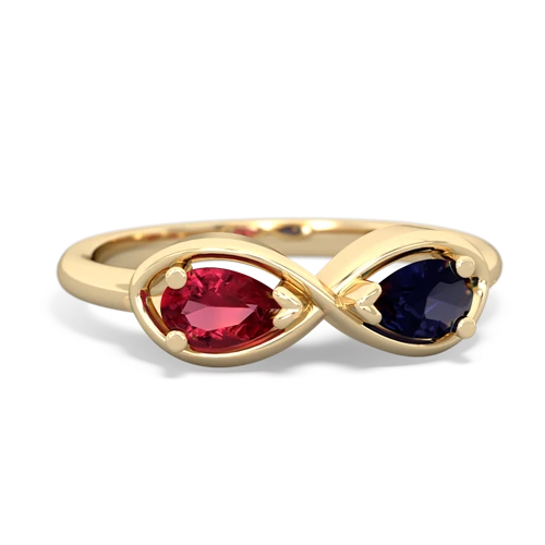 lab ruby-sapphire infinity ring