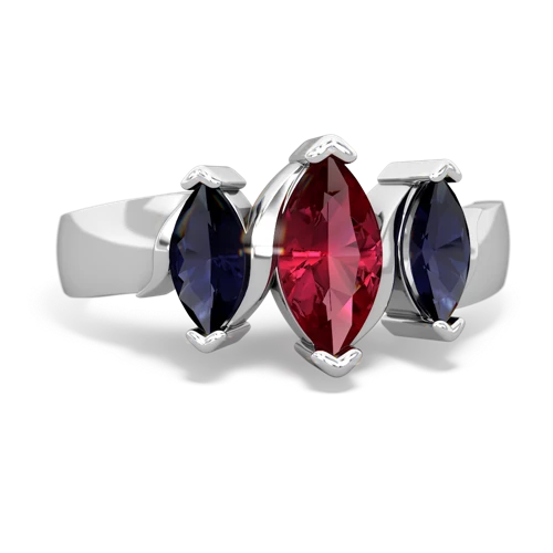 Lab Ruby Lab Created Ruby with Genuine Sapphire and Genuine Sapphire Three Peeks ring Ring