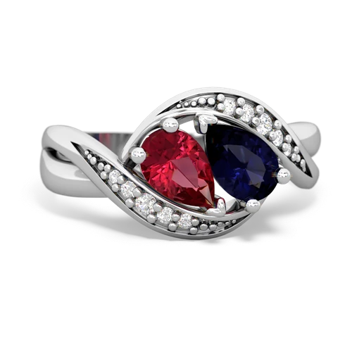Lab Ruby Lab Created Ruby with Genuine Sapphire Summer Winds ring Ring