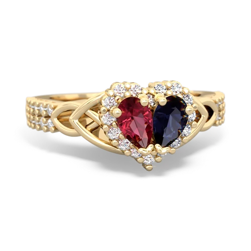 Lab Ruby Lab Created Ruby with Genuine Sapphire Celtic Knot Engagement ring Ring