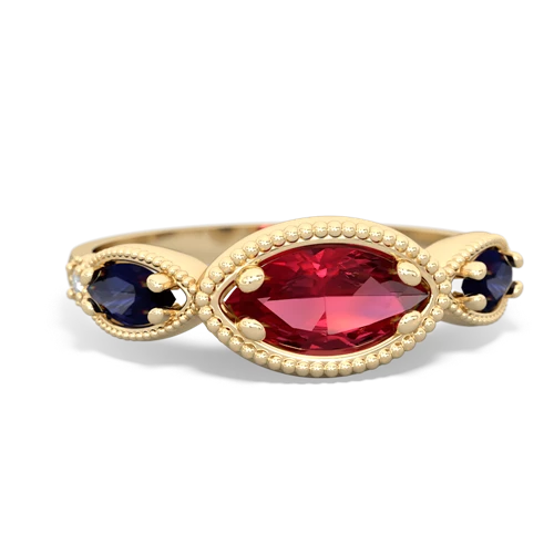 Lab Ruby Lab Created Ruby with Genuine Sapphire and Lab Created Ruby Antique Style Keepsake ring Ring