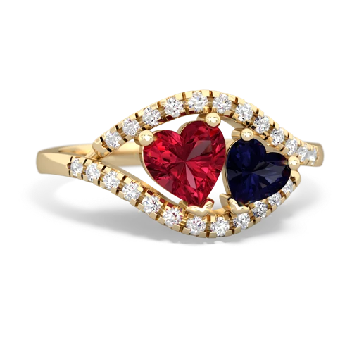 Lab Ruby Lab Created Ruby with Genuine Sapphire Mother and Child ring Ring