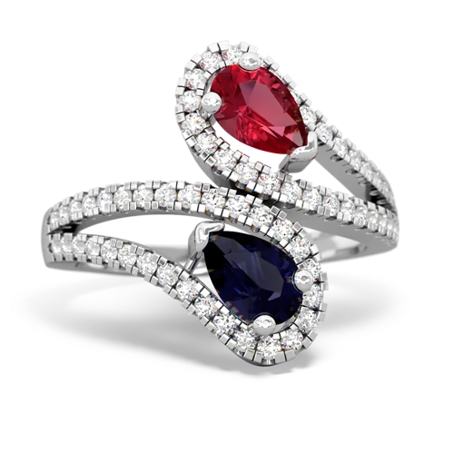 Lab Ruby Lab Created Ruby with Genuine Sapphire Diamond Dazzler ring Ring