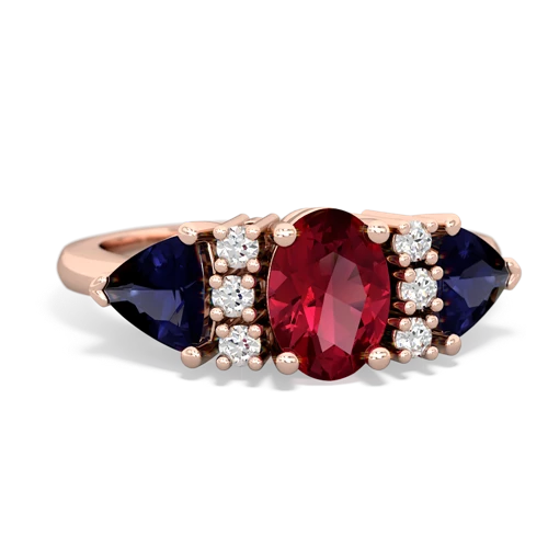 Lab Ruby Lab Created Ruby with Genuine Sapphire and Genuine London Blue Topaz Antique Style Three Stone ring Ring