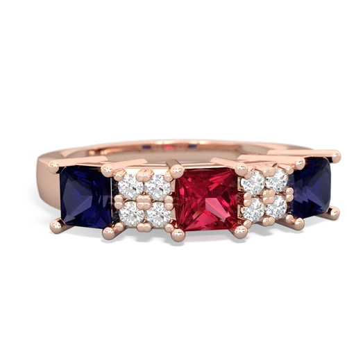 Lab Ruby Lab Created Ruby with Genuine Sapphire and Lab Created Ruby Three Stone ring Ring