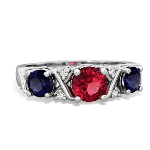 Lab Ruby Lab Created Ruby with Genuine Sapphire and  Hugs and Kisses ring Ring