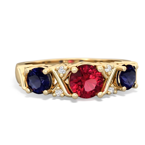 Lab Ruby Lab Created Ruby with Genuine Sapphire and Genuine Aquamarine Hugs and Kisses ring Ring