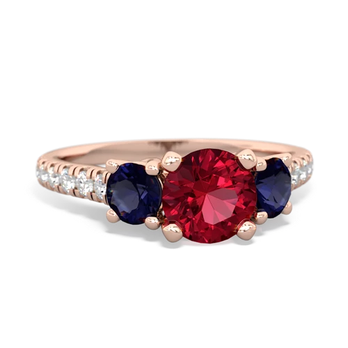 Lab Ruby Lab Created Ruby with Genuine Sapphire and  Pave Trellis ring Ring