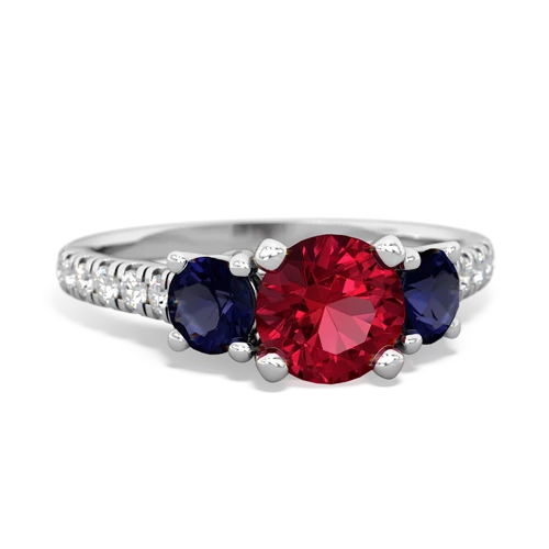 Lab Ruby Lab Created Ruby with Genuine Sapphire and Genuine Tanzanite Pave Trellis ring Ring