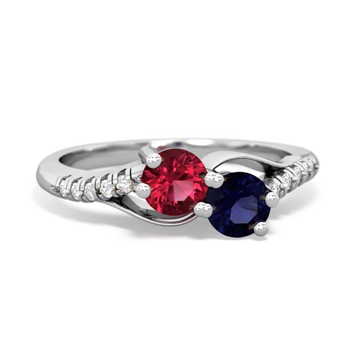 Lab Ruby Lab Created Ruby with Genuine Sapphire Two Stone Infinity ring Ring