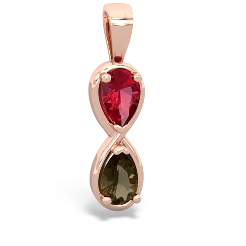 lab ruby-smoky quartz infinity pendant