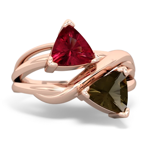 lab ruby-smoky quartz filligree ring