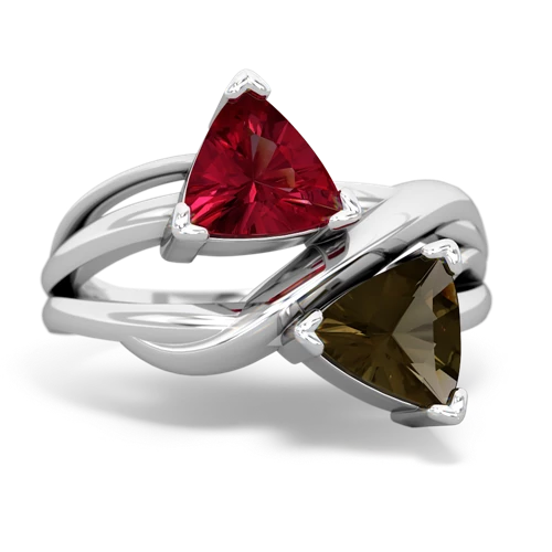 lab ruby-smoky quartz filligree ring