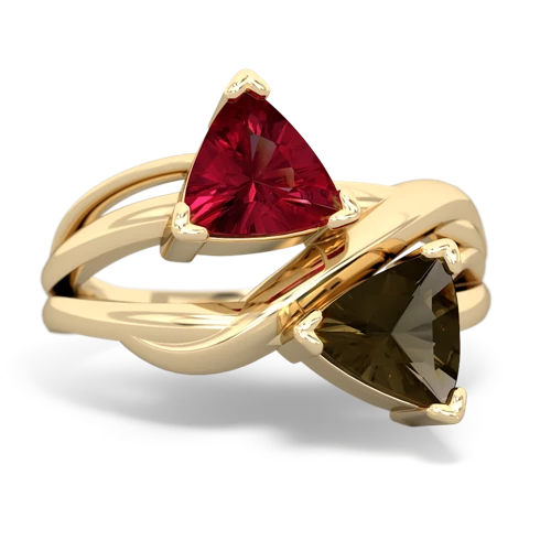 lab ruby-smoky quartz filligree ring