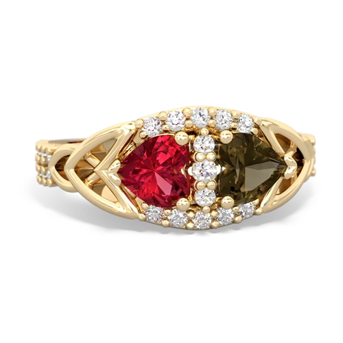 lab ruby-smoky quartz keepsake engagement ring