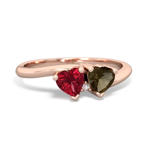 lab ruby-smoky quartz sweethearts promise ring