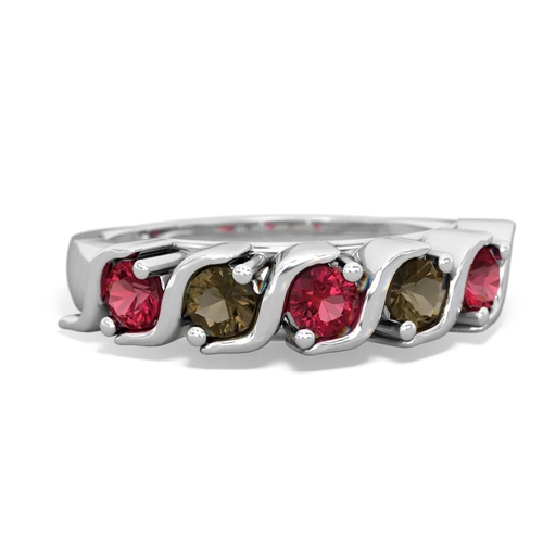 lab ruby-smoky quartz timeless ring