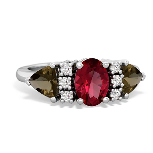 lab ruby-smoky quartz timeless ring