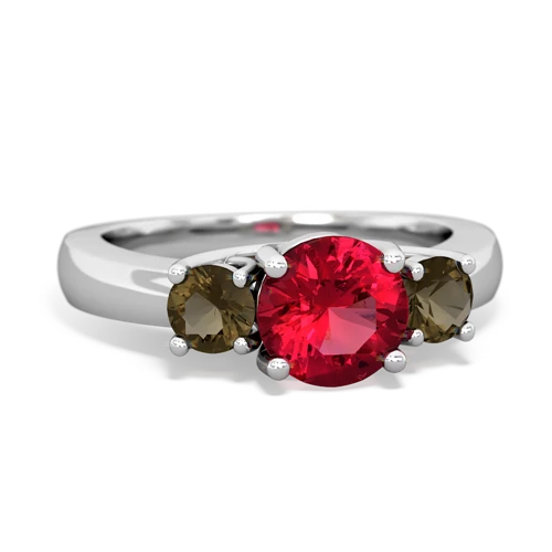 lab ruby-smoky quartz timeless ring