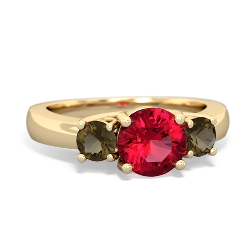 lab ruby-smoky quartz timeless ring