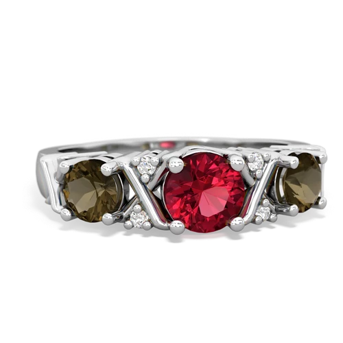 lab ruby-smoky quartz timeless ring