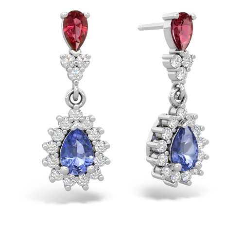 lab ruby-tanzanite dangle earrings