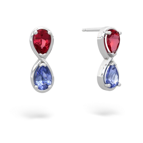 lab ruby-tanzanite infinity earrings