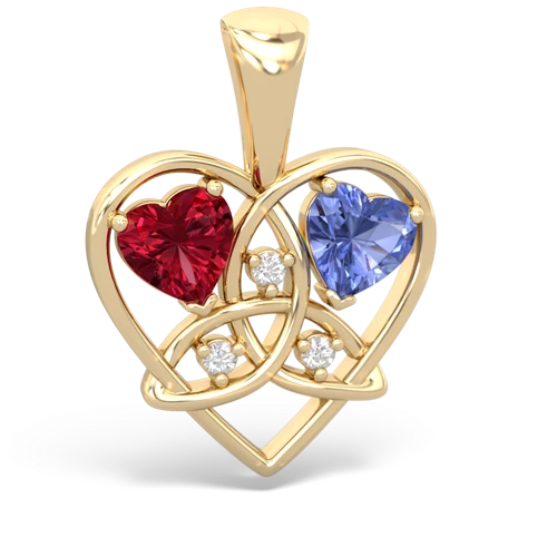 Lab Ruby Lab Created Ruby with Genuine Tanzanite Celtic Trinity Heart pendant Pendant