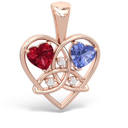 lab ruby-tanzanite celtic heart pendant