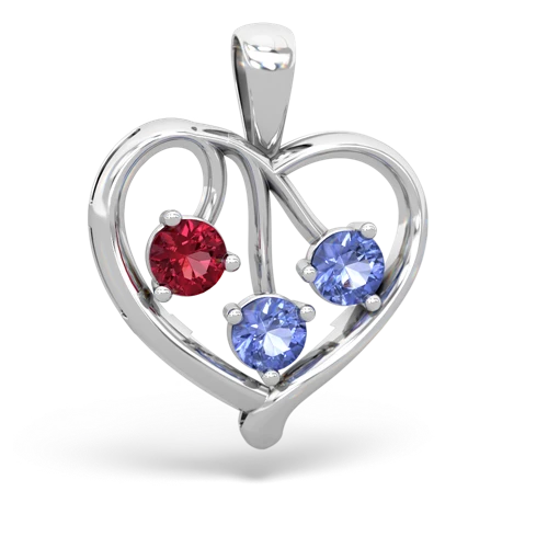 Lab Ruby Lab Created Ruby with Genuine Tanzanite and Lab Created Alexandrite Glowing Heart pendant Pendant