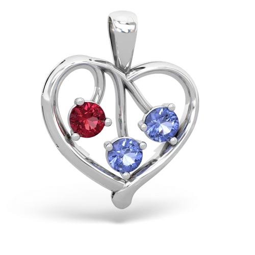 lab ruby-tanzanite love heart pendant