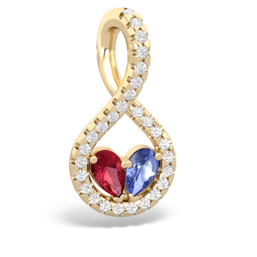 lab ruby-tanzanite pave twist pendant