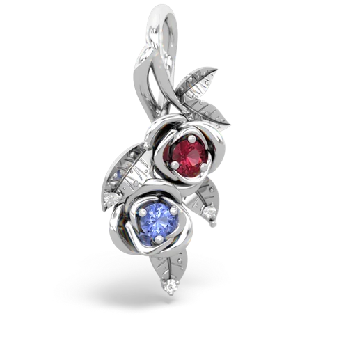 Lab Ruby Lab Created Ruby with Genuine Tanzanite Rose Vine pendant Pendant