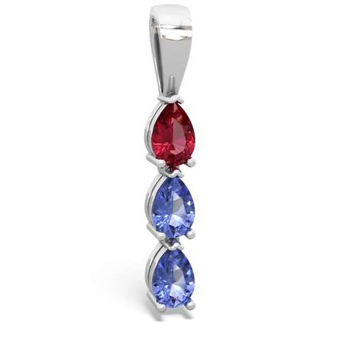 lab ruby-tanzanite three stone pendant