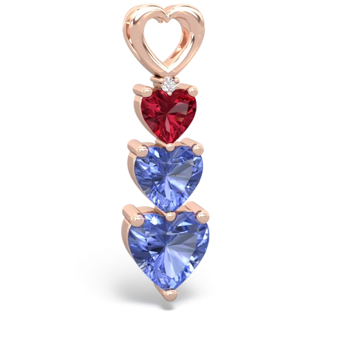 Lab Ruby Lab Created Ruby with Genuine Tanzanite and  Past Present Future pendant Pendant