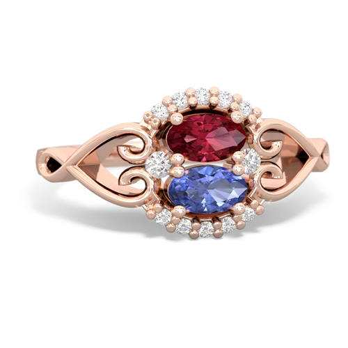 Lab Ruby Lab Created Ruby with Genuine Tanzanite Love Nest ring Ring